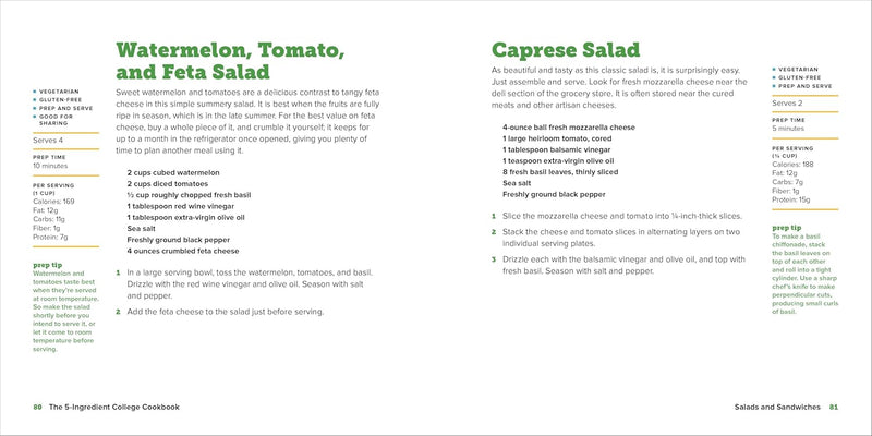 The 5-Ingredient College Cookbook: Easy, Healthy Recipes for the Next Four Years & Beyond (Spiral Bound)
