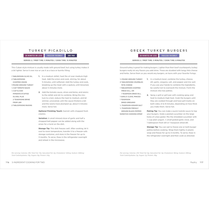 5-Ingredient Cooking for Two: 100 Recipes Portioned for Pairs (Spiral Bound)