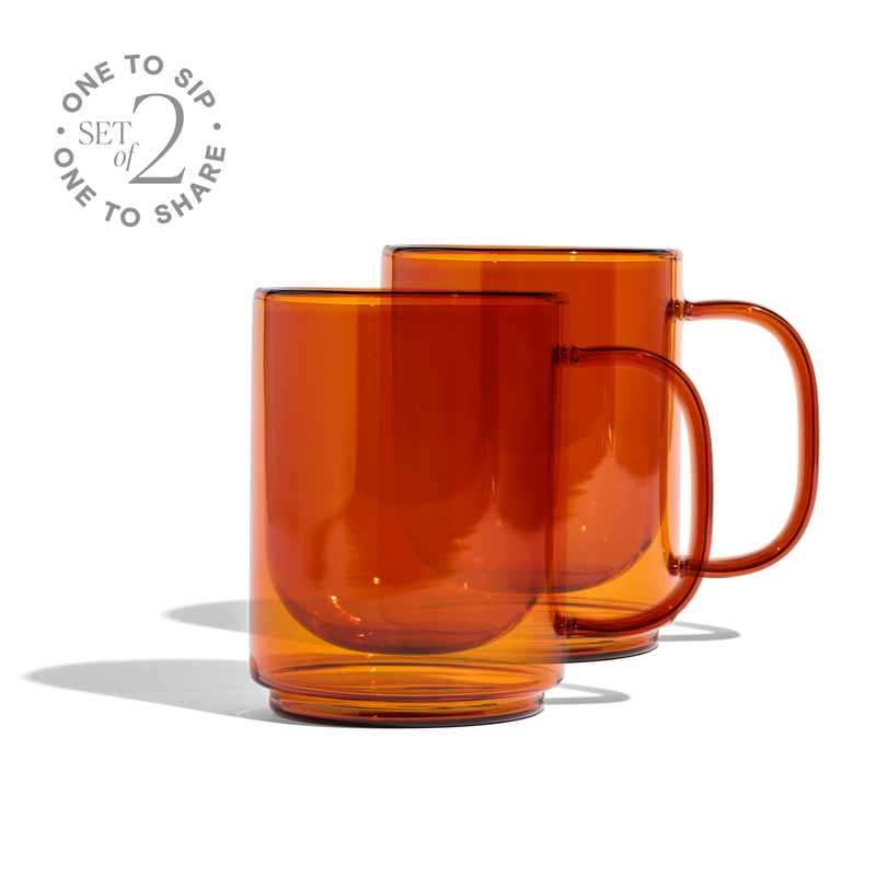 Cove 12oz Glass Mug - Set of 2 - Amber