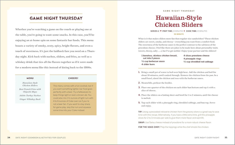 Date Night Cookbook and Activities for Couples: Recipes and Games for a Romantic Night In (Spiral Bound)