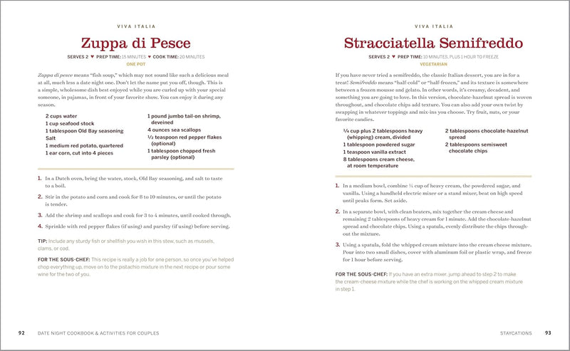 Date Night Cookbook and Activities for Couples: Recipes and Games for a Romantic Night In (Spiral Bound)