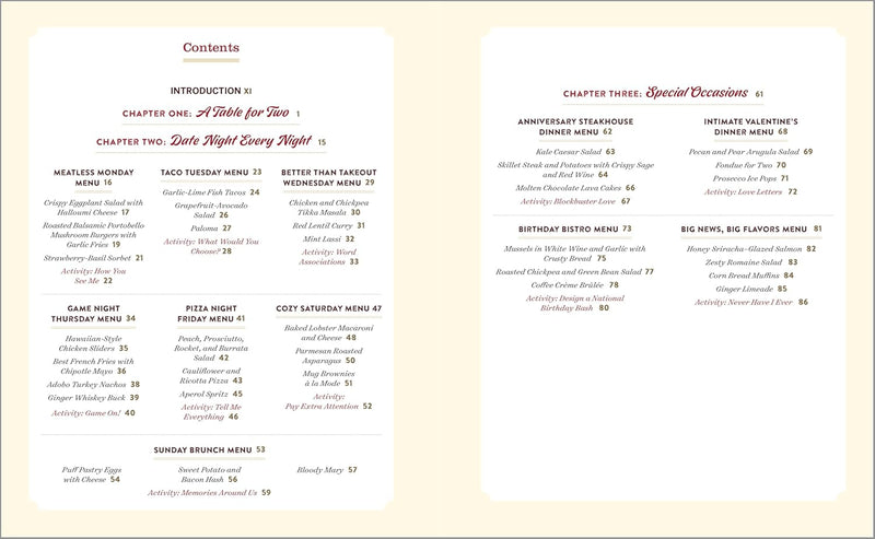 Date Night Cookbook and Activities for Couples: Recipes and Games for a Romantic Night In (Spiral Bound)