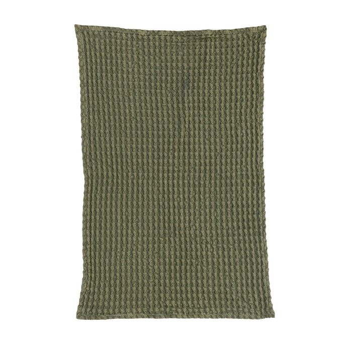 Green Stonewashed Waffle Weave Kitchen Tea Towel