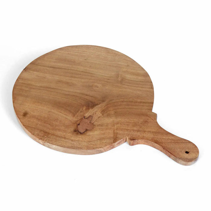 Wooden cutting board on a white background