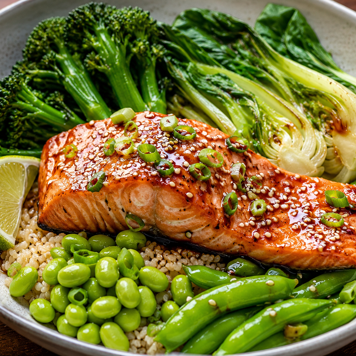 Ginger-Soy Salmon with Edamame & Broccolini - Kitchen Supply Wholesale