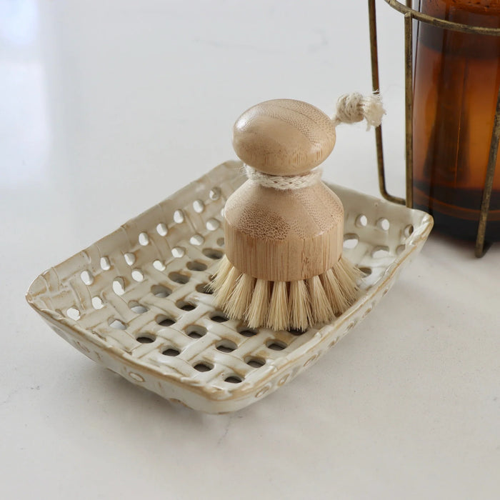 Handmade Reactive Glaze Cream Stoneware Basket Dish
