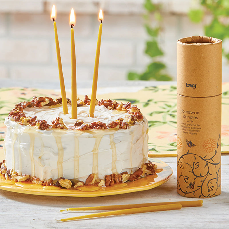 Beeswax Mini Taper Candles Set of 24 - Honey Birthday Candles from Kitchen Supply