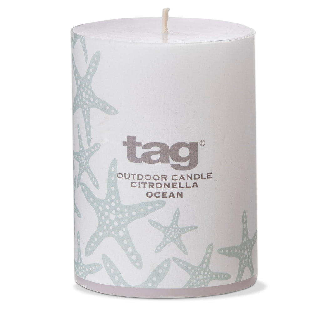 Citronella 3x4 Fragrant Pillar Candle Ocean - White