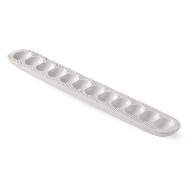 Vista Egg Serving Platter for Twelve Deviled Eggs, Stoneware White Serving Platters from Kitchen Supply