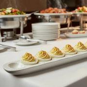 Vista Egg Serving Platter for Twelve Deviled Eggs, Stoneware White Serving Platters from Kitchen Supply
