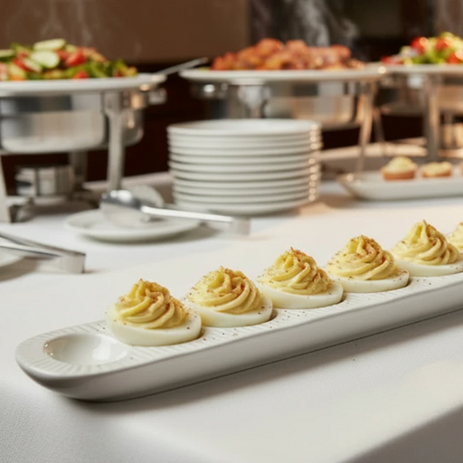 Vista Egg Serving Platter for Twelve Deviled Eggs, Stoneware White Serving Platters from Kitchen Supply