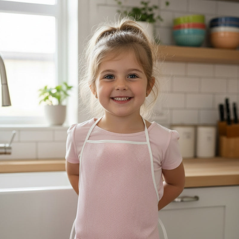 Child's Apron in Pink Stripe Aprons, Chef's Jackets, Hats from Kitchen Supply