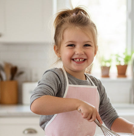 Child's Apron in Pink Stripe Aprons, Chef's Jackets, Hats from Kitchen Supply