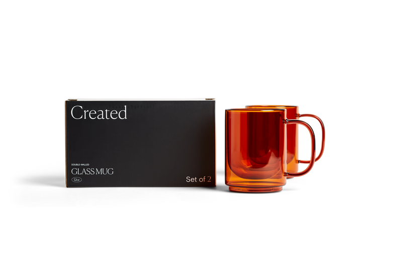 Cove 12oz Glass Mug - Set of 2 - Amber