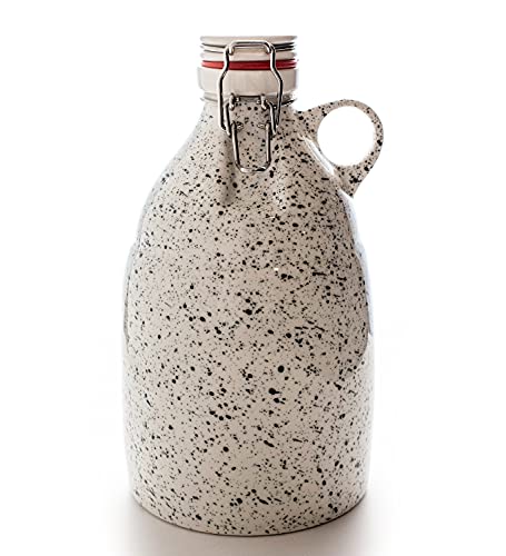 Ceramic Kombucha or Beer Growler Jug for Bottling Home Brewing Beer, Soda, or Cider - 84-ounce