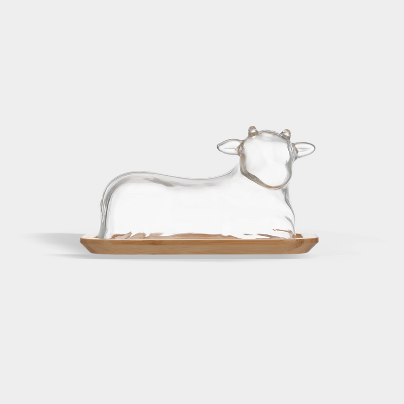 Hand-Blown Cow Butter Dish butter dish