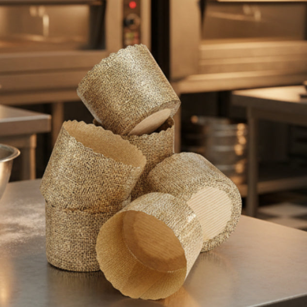 Mini Paper Panettone Mold 2-⅜ W x 2 H Inches, 25-Pack Paper Baking Cups