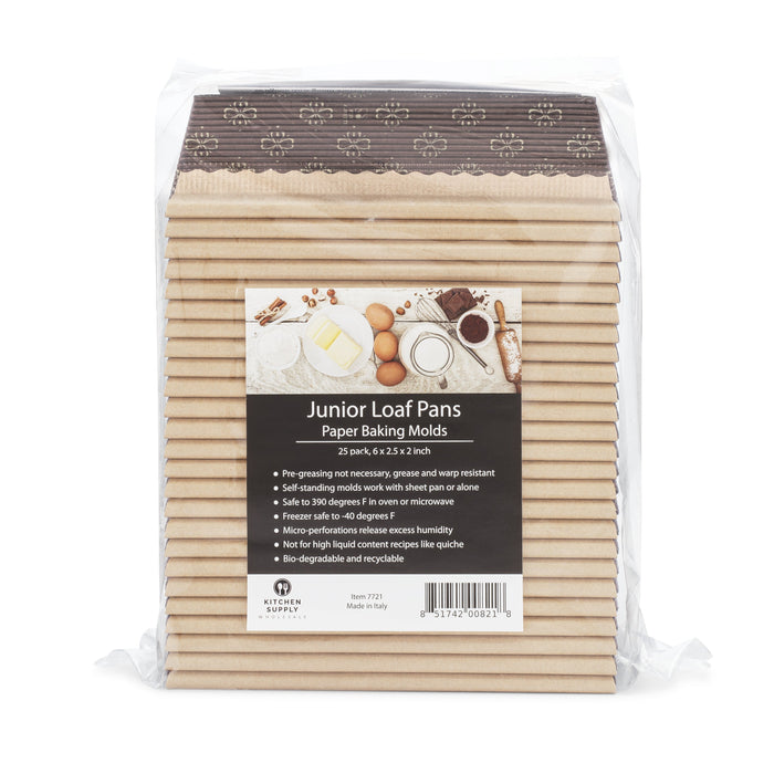 Junior Loaf Paper Baking Pan 50-Pack, 6 x 2.5 x 2 Inches