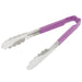 9 1/2 Inch Stainless Steel Scalloped Tongs with Purple Allergen - Free Coated Handle - Kitchen Supply Wholesale - 9 1/2 Inch Stainless Steel Scalloped Tongs with Purple Allergen - Free Coated Handle
