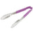 9 1/2 Inch Stainless Steel Scalloped Tongs with Purple Allergen-Free Coated Handle