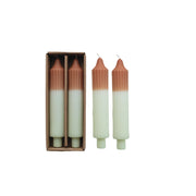 Camel & Mint Two-Tone Pleated Taper Candles | Set of 2 Candles & Accessories from Kitchen Supply