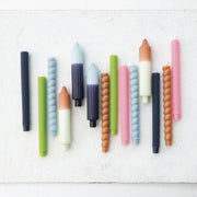 Camel & Mint Two-Tone Pleated Taper Candles | Set of 2 Candles & Accessories from Kitchen Supply