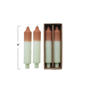 Camel & Mint Two-Tone Pleated Taper Candles | Set of 2 Candles & Accessories from Kitchen Supply