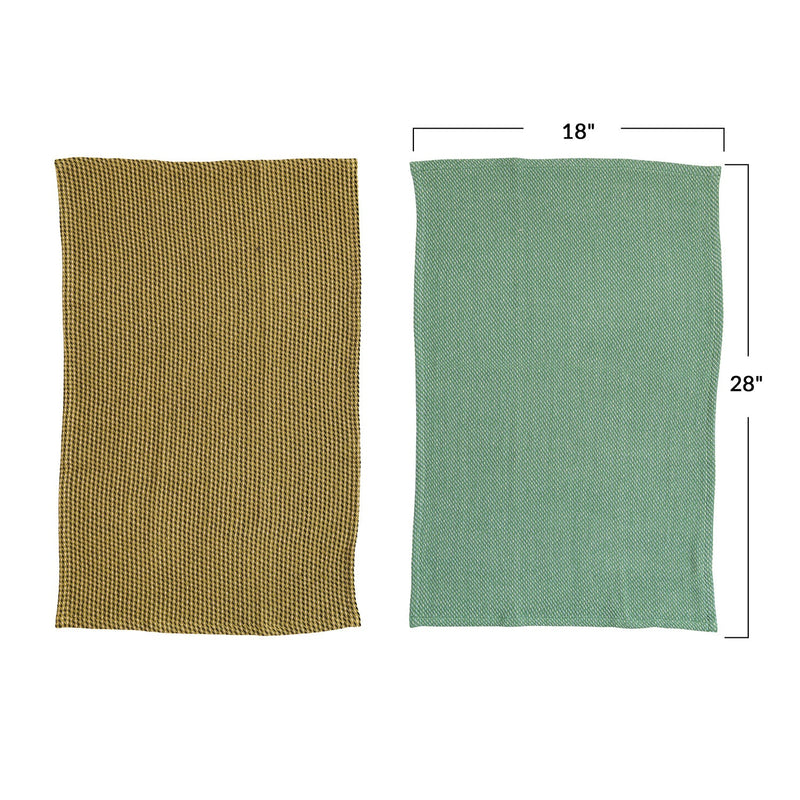 Olive & Teal Cotton Dobby Tea Towels