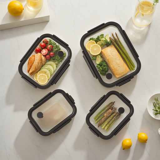 Rectangular Glass Container Set Food Storage Containers from Kitchen Supply