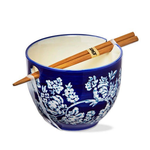 Noodle Bowl and Chopstick Set, Lisbon Floral 16-ounce Bowls