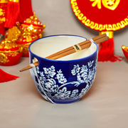 Noodle Bowl and Chopstick Set, Lisbon Floral 16-ounce Bowls from Kitchen Supply