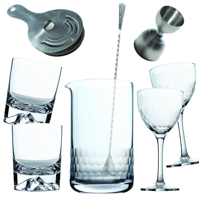 8 Piece Mixology Set with Barware & Drinkware