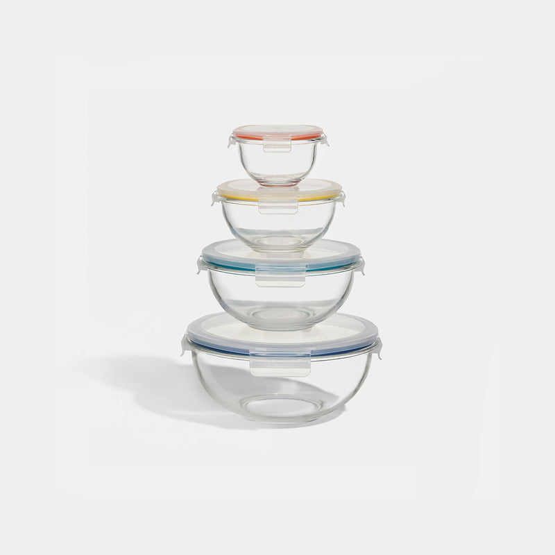8-PC Mix & Store Serve Glass Bowl Set Food Storage Containers Multicolor from Kitchen Supply