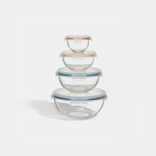 8-PC Mix & Store Serve Glass Bowl Set Food Storage Containers Multicolor from Kitchen Supply