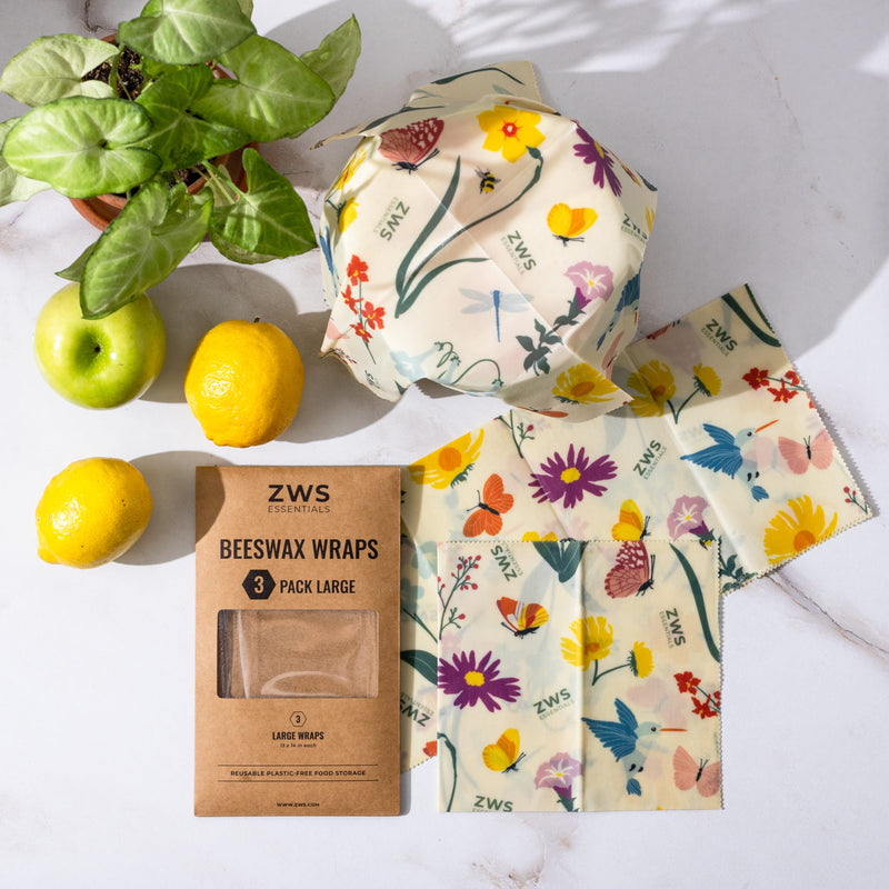 Beeswax Wraps Food Wraps Pollinators 3-Pack Large from Kitchen Supply