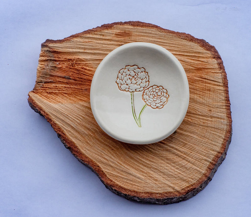 Birth Flower Ring Dish Ceramic October Marigold from Kitchen Supply