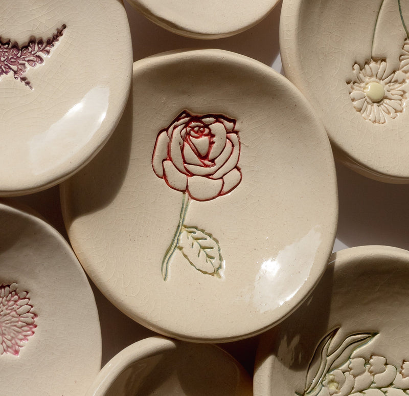 Birth Flower Ring Dish Ceramic June Rose from Kitchen Supply