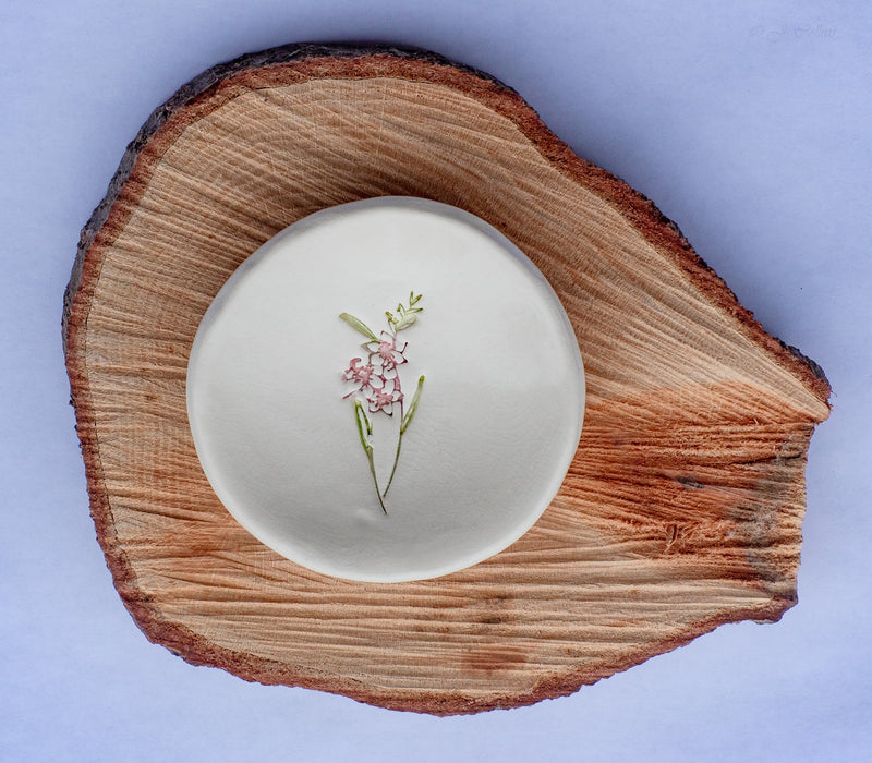 Birth Flower Ring Dish Ceramic August Gladiolus from Kitchen Supply