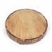 Underside of Round wooden tableware with natural edge on a white background