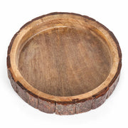Wooden bowl with natural edge on a white background
