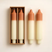 Camel & Mint Two-Tone Pleated Taper Candles | Set of 2 Candles & Accessories from Kitchen Supply