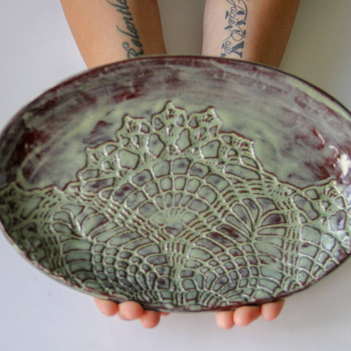 Ceramic Oval Platter Ceramic Moss Green from Kitchen Supply