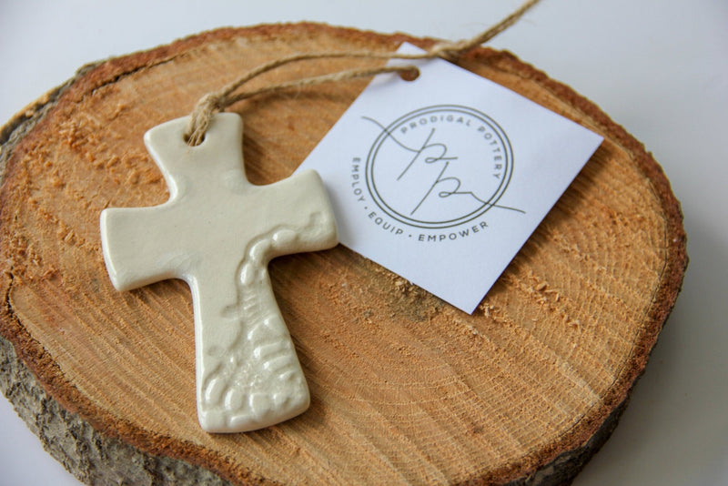 Flared Cross Ornament Ceramic White from Kitchen Supply