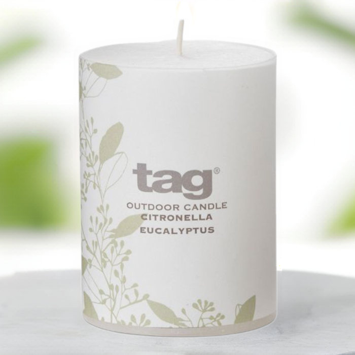 Citronella 3x4 Fragrant Pillar Candle Eucalyptus - White