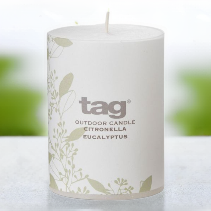 Citronella 3x4 Fragrant Pillar Candle Eucalyptus - White