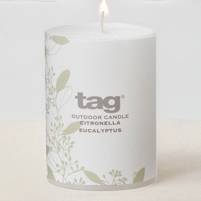 Citronella 3x4 Fragrant Pillar Candle Eucalyptus - White