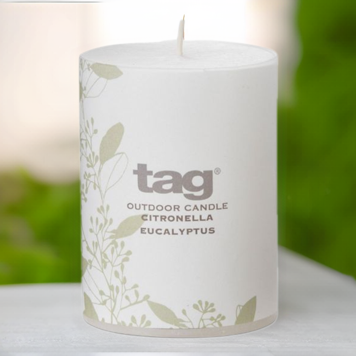 Citronella 3x4 Fragrant Pillar Candle Eucalyptus - White