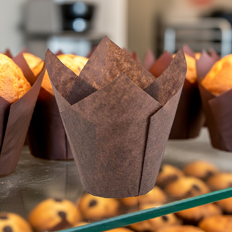 Brown Tulip Baking Cups 2x2.5x4 Inches, 200-Pack