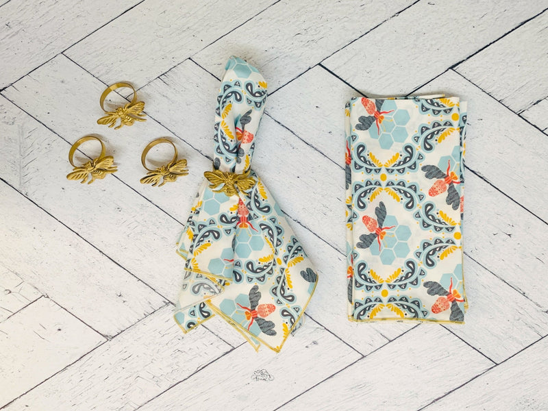 Honey Bee Cloth Napkins, set of four Napkins from Kitchen Supply