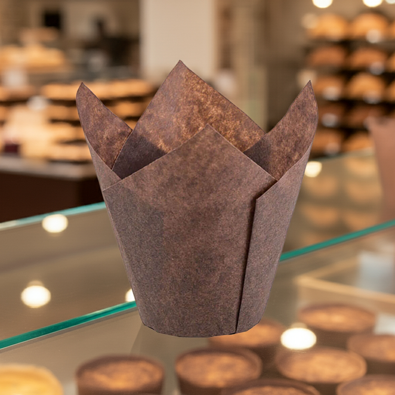 Brown Tulip Baking Cups 2x2.5x4 Inches, 200-Pack